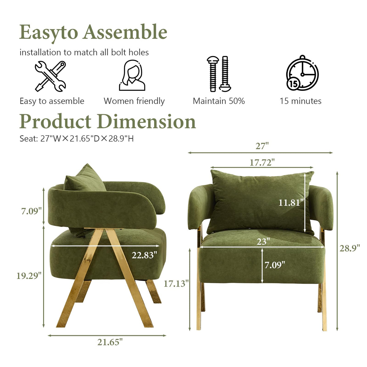 Green Velvet Accent Chairs Set of 2 G249597