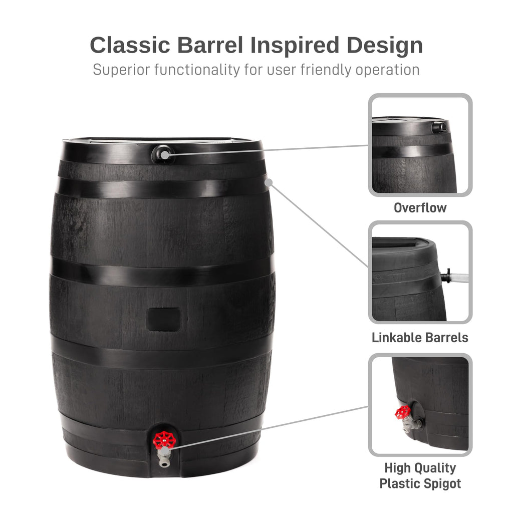 50-Gallon Recycled Plastic Rain Barrel I65779