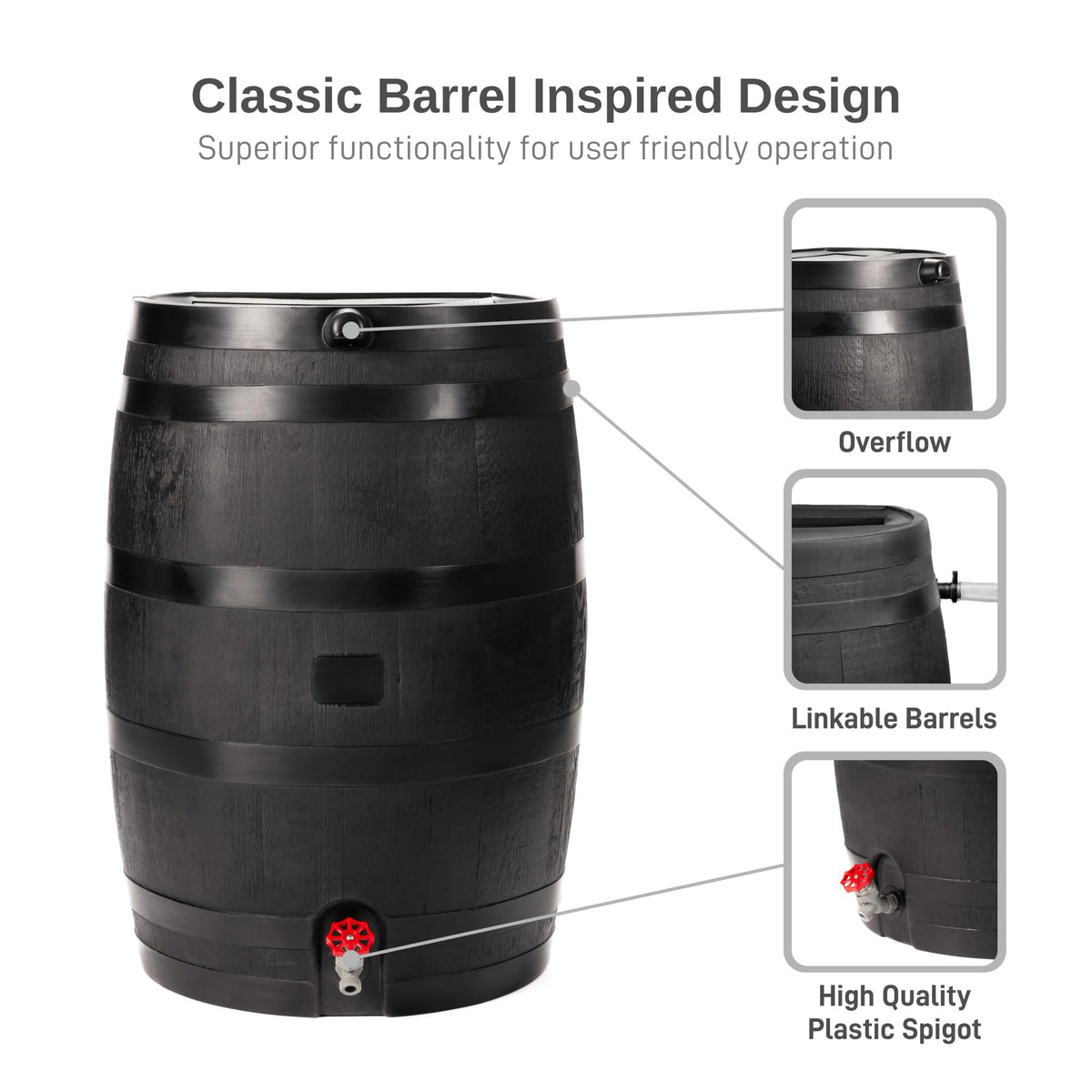 50-Gallon Recycled Plastic Rain Barrel I65779