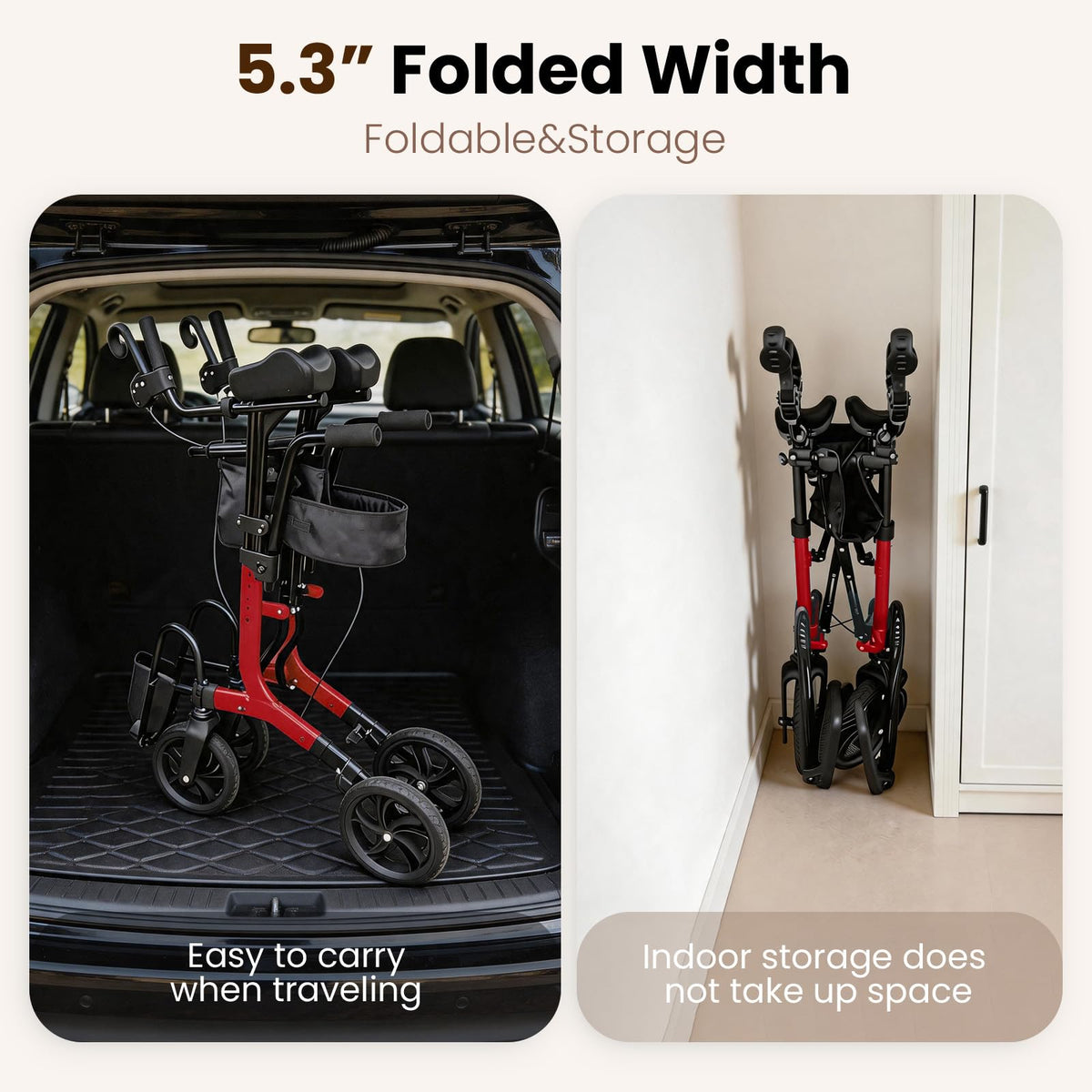 Foldable Lightweight Upright Walker with Seat Armrest Pedal M117164
