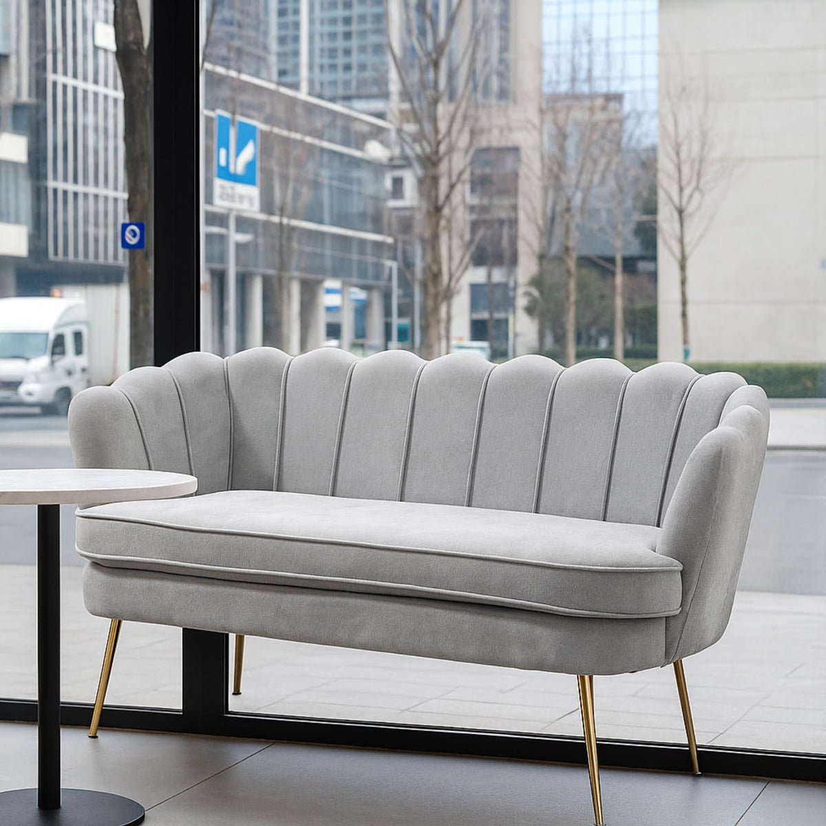 Light Grey Chenille 2-Seater Loveseat Sofa T63957