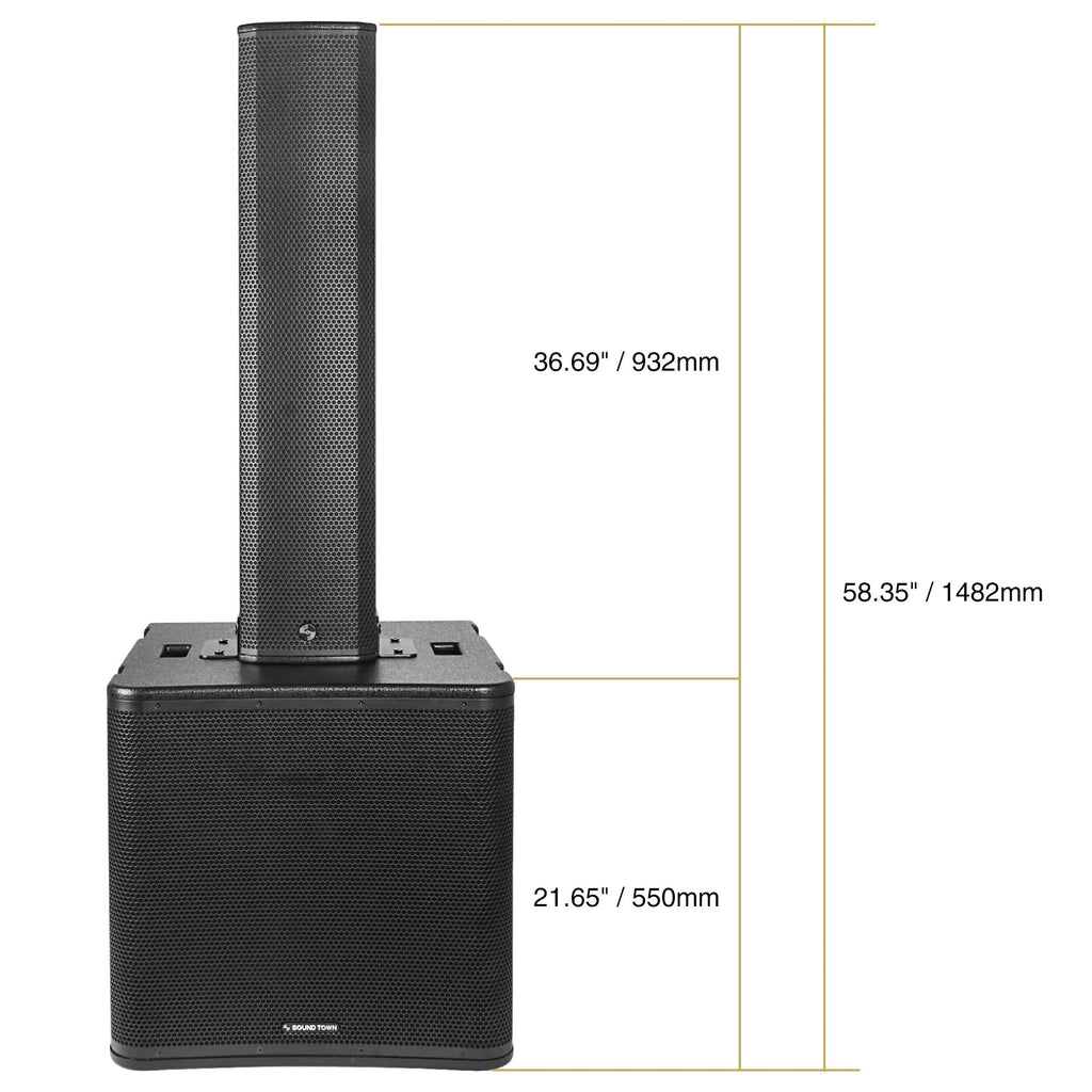 Powered Column Array Speaker System with 18" Subwoofer and Column Loudspeaker U703222