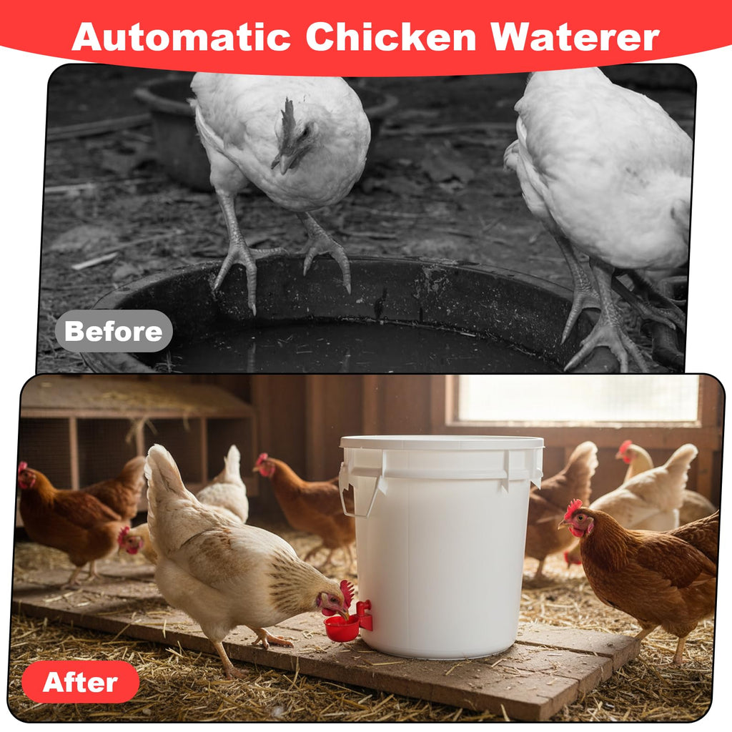 Automatic Chicken Waterer Cups 24-Pack Poultry Drinker with Hole Saw O4866
