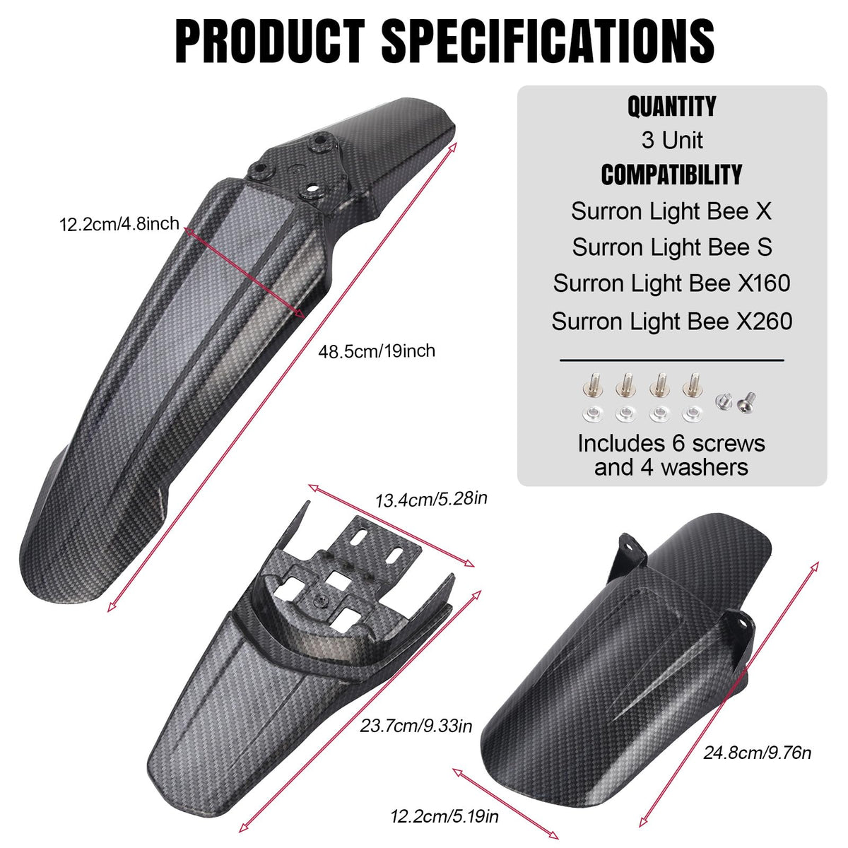 Black Front & Rear Fender Kit H775