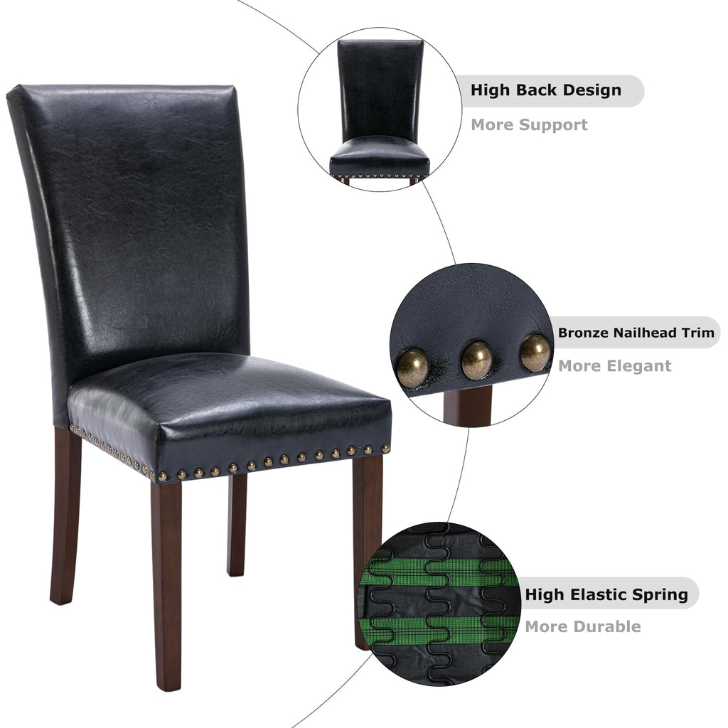 Black PU Leather Upholstered Dining Chairs Set of 6 H830528