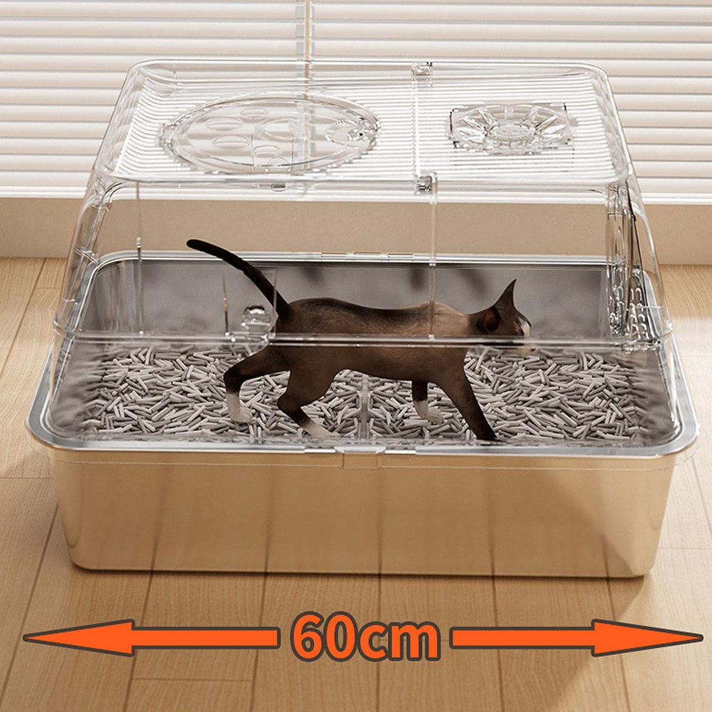 Enclosed Stainless Steel Litter Box with Flip Top Lid U916641