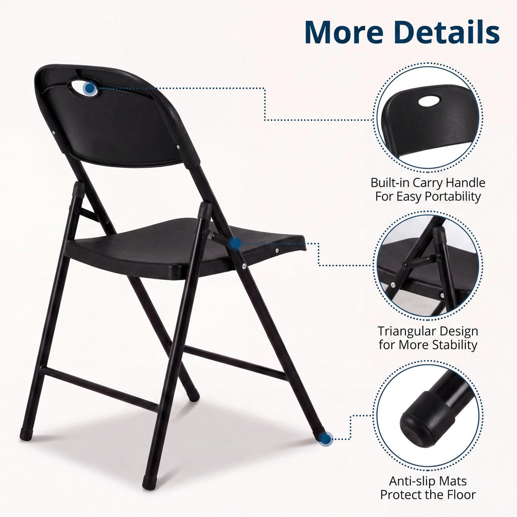 Black Plastic Folding Chairs 10 Pack E340158