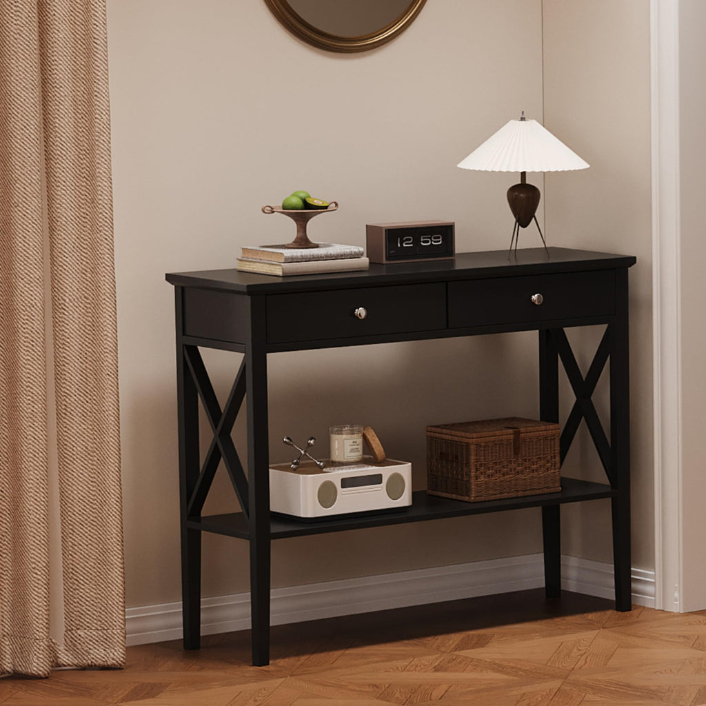 39" Entryway Table with Drawers and Storage Shelf X817476