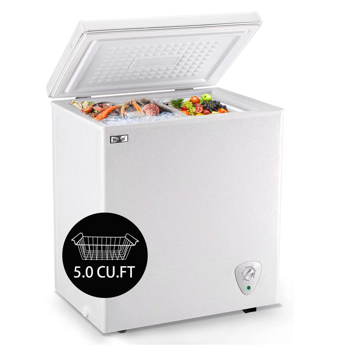 5.0 Cu.Ft White Chest Freezer with Removable Basket I587