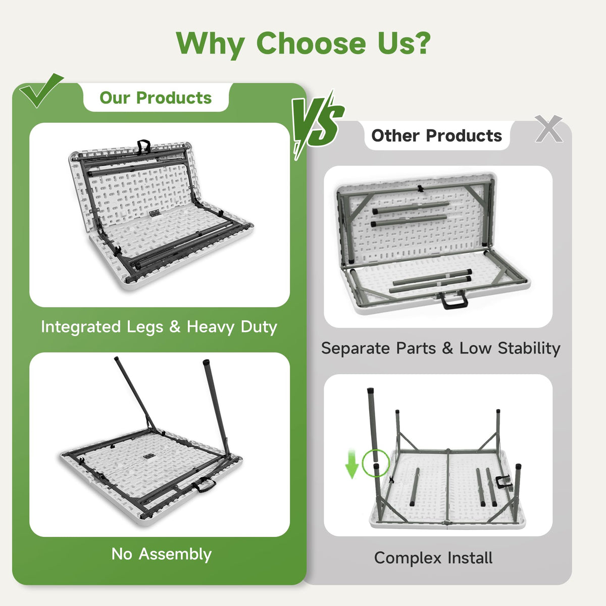 3 ft Square Folding Card Table with Carrying Handle L576