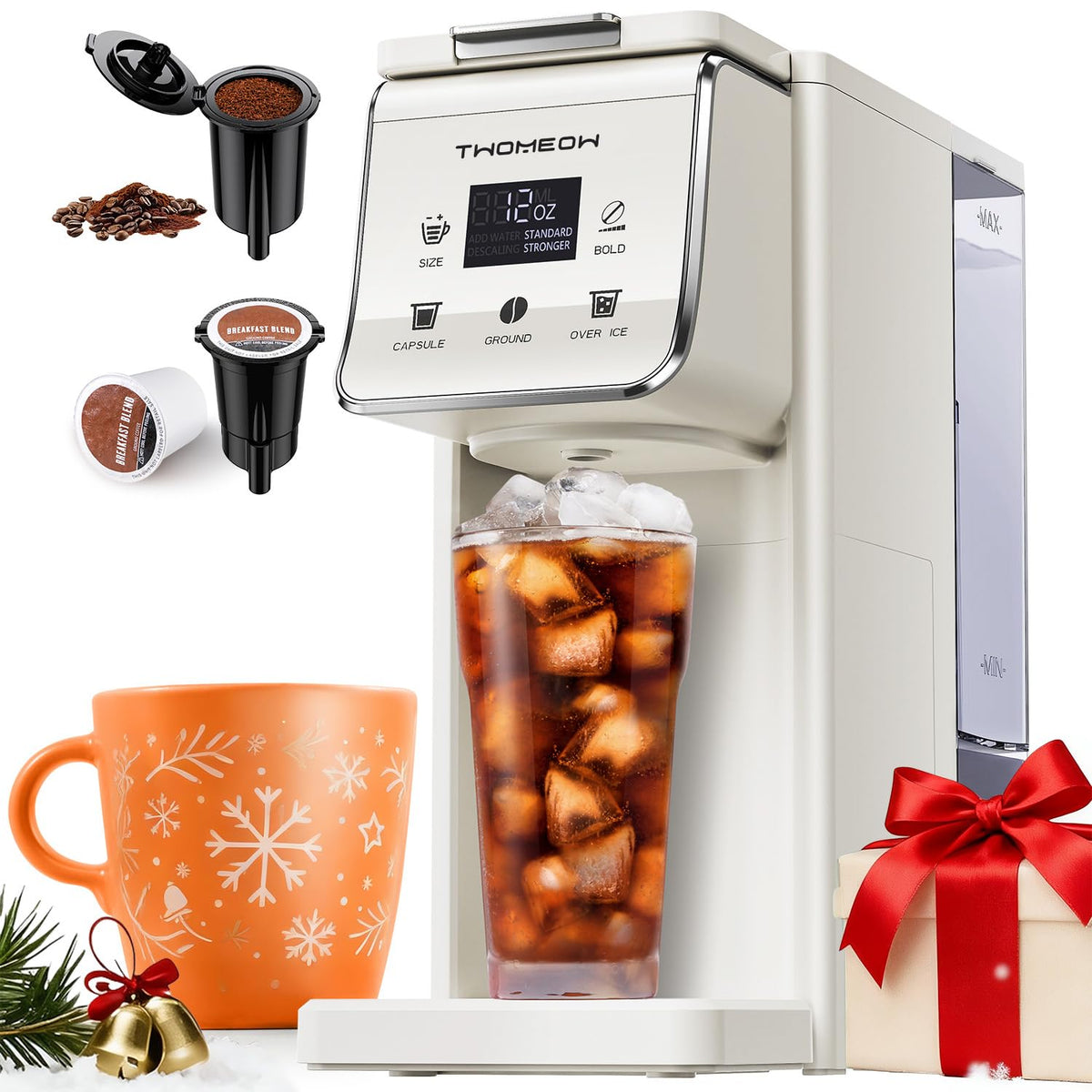 Single Serve Coffee Maker for K Cup and Grounds, White P18800