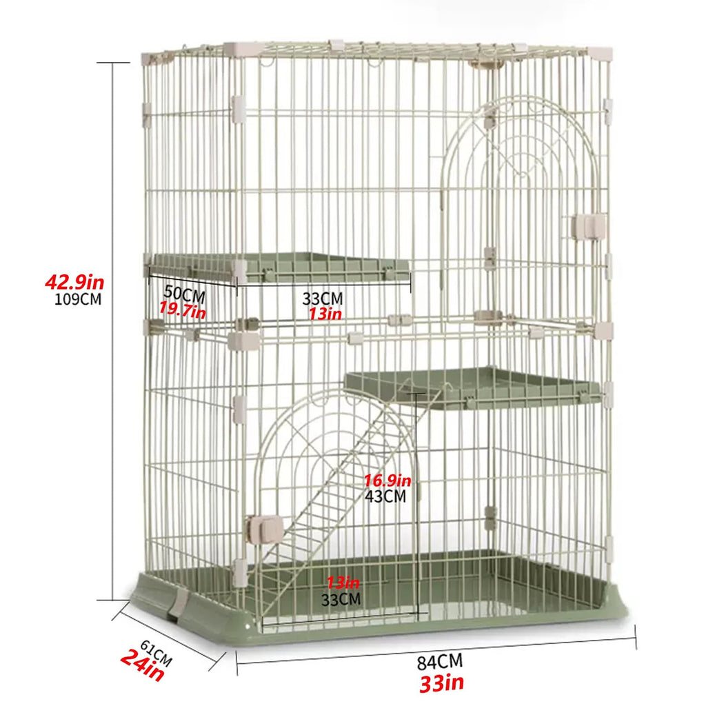 3/4-Tier Wire Cat Cage Playpen Kennel with Hammock and 3 Platforms R458