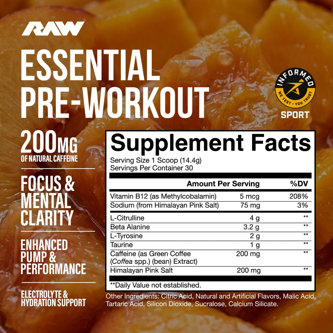 Orange Pre-Workout Powder with Caffeine, L-Citrulline, L-Tyrosine, & Beta Alanine Blend J1538