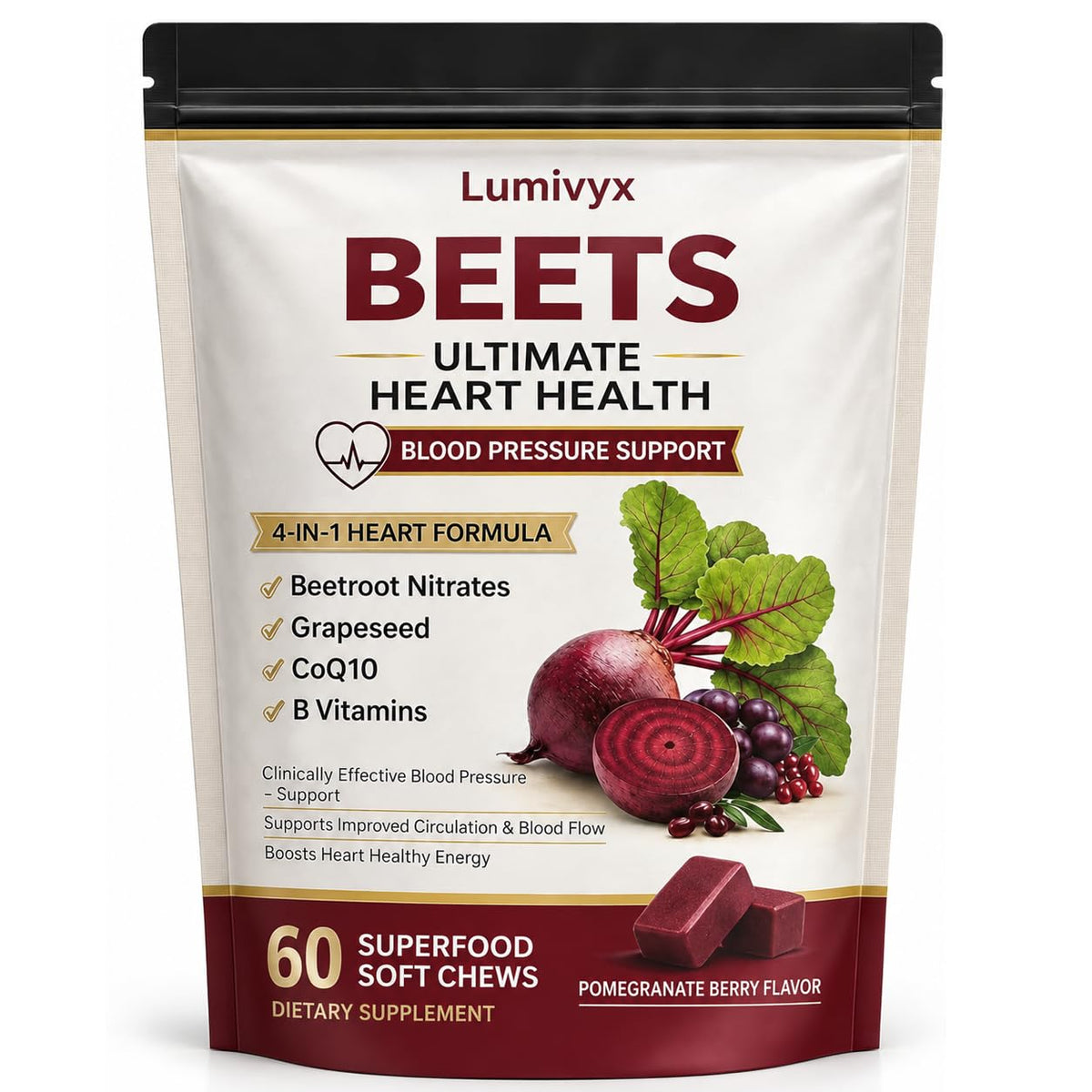 Beet Root Chews, Pomegranate Berry Flavor, 60 Chews R1493
