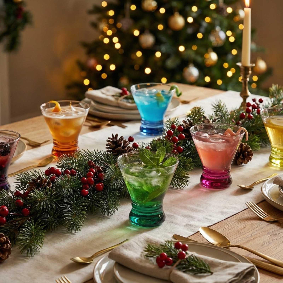Colored Stemless Martini Glasses Set of 6 N362358