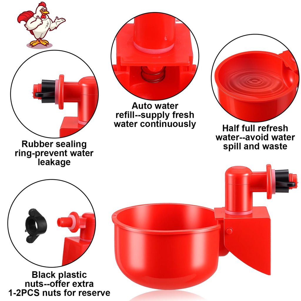 Automatic Chicken Waterer Cups 24-Pack Poultry Drinker with Hole Saw O4866