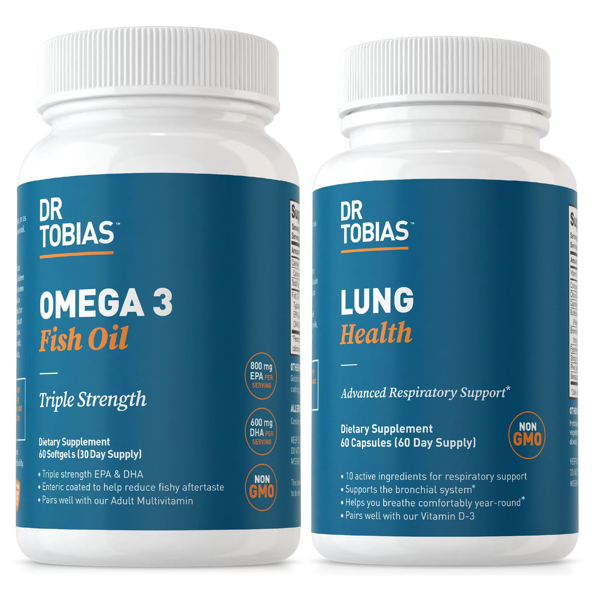 Omega 3 Fish Oil & Lung Health Supplements, 60 Capsules Q868