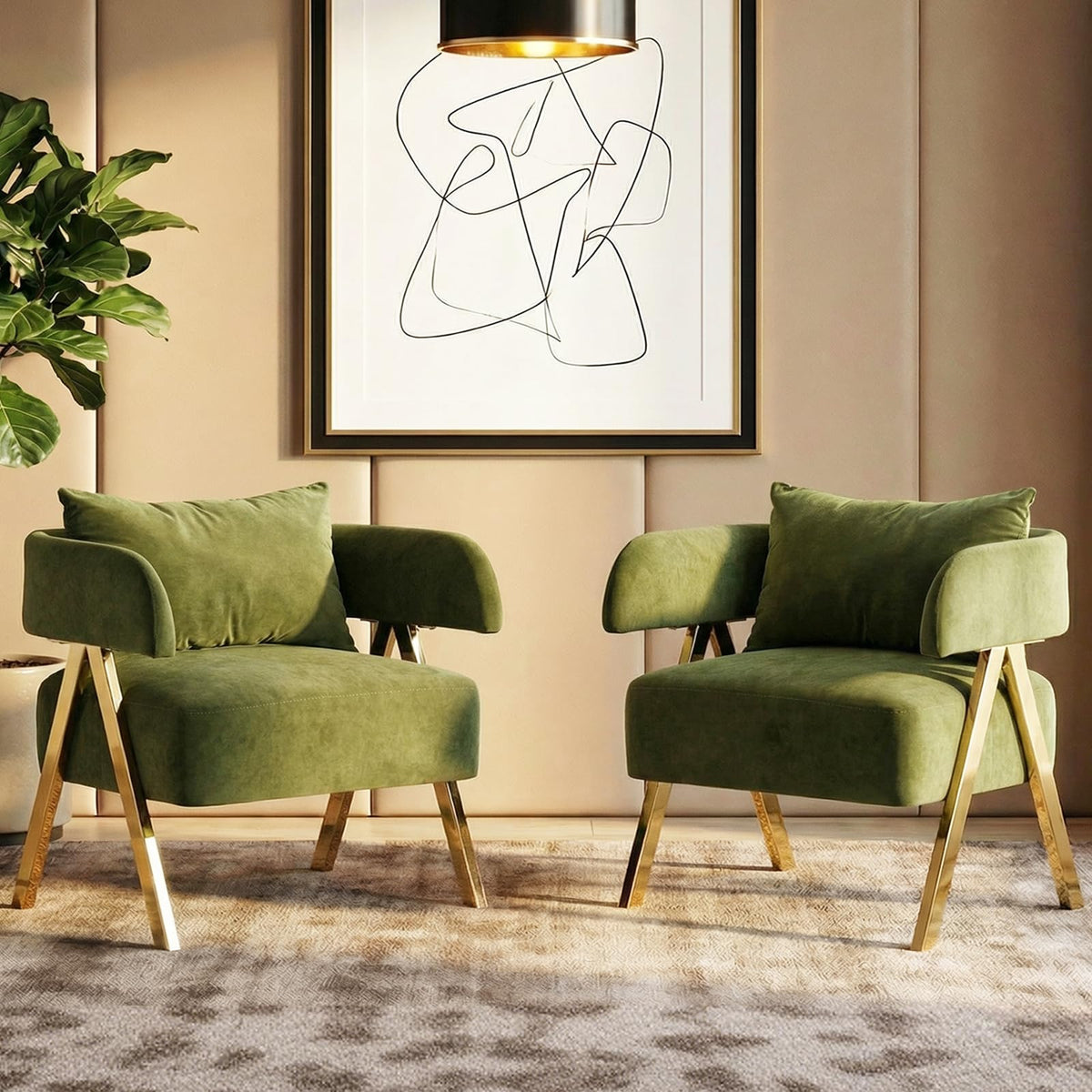 Green Velvet Accent Chairs Set of 2 G249597