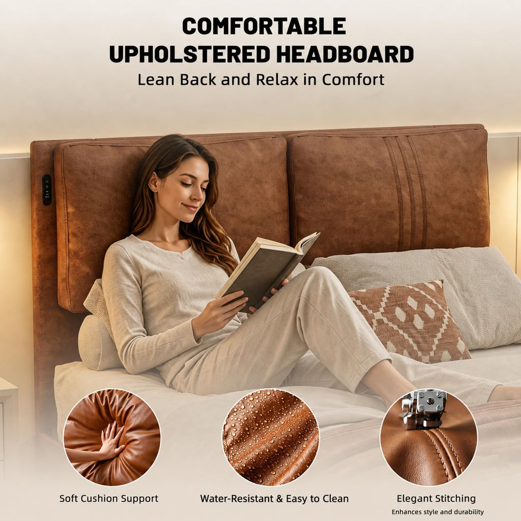 Queen Floating Bed Frame with LED Lights N261781