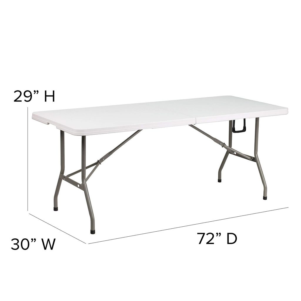 6-Foot Bi-Fold Granite White Plastic Folding Table U797651