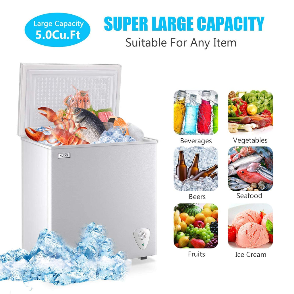 5.0 Cu.Ft White Chest Freezer with Removable Basket I587