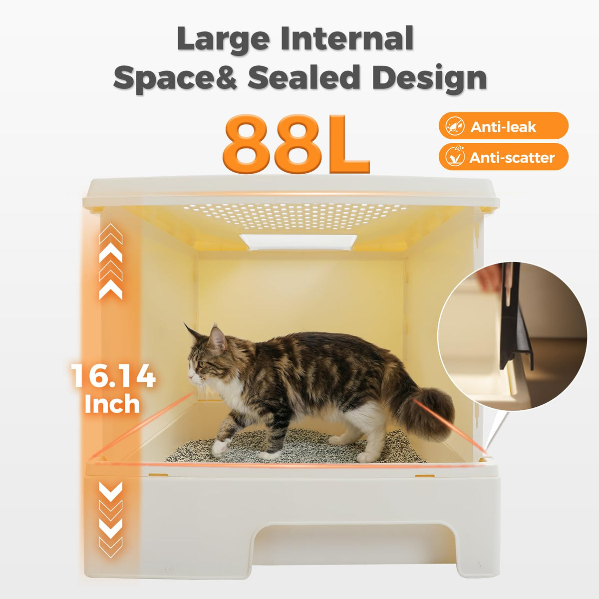 Large Enclosed Drawer Cat Litter Box with Dual Entry T8114