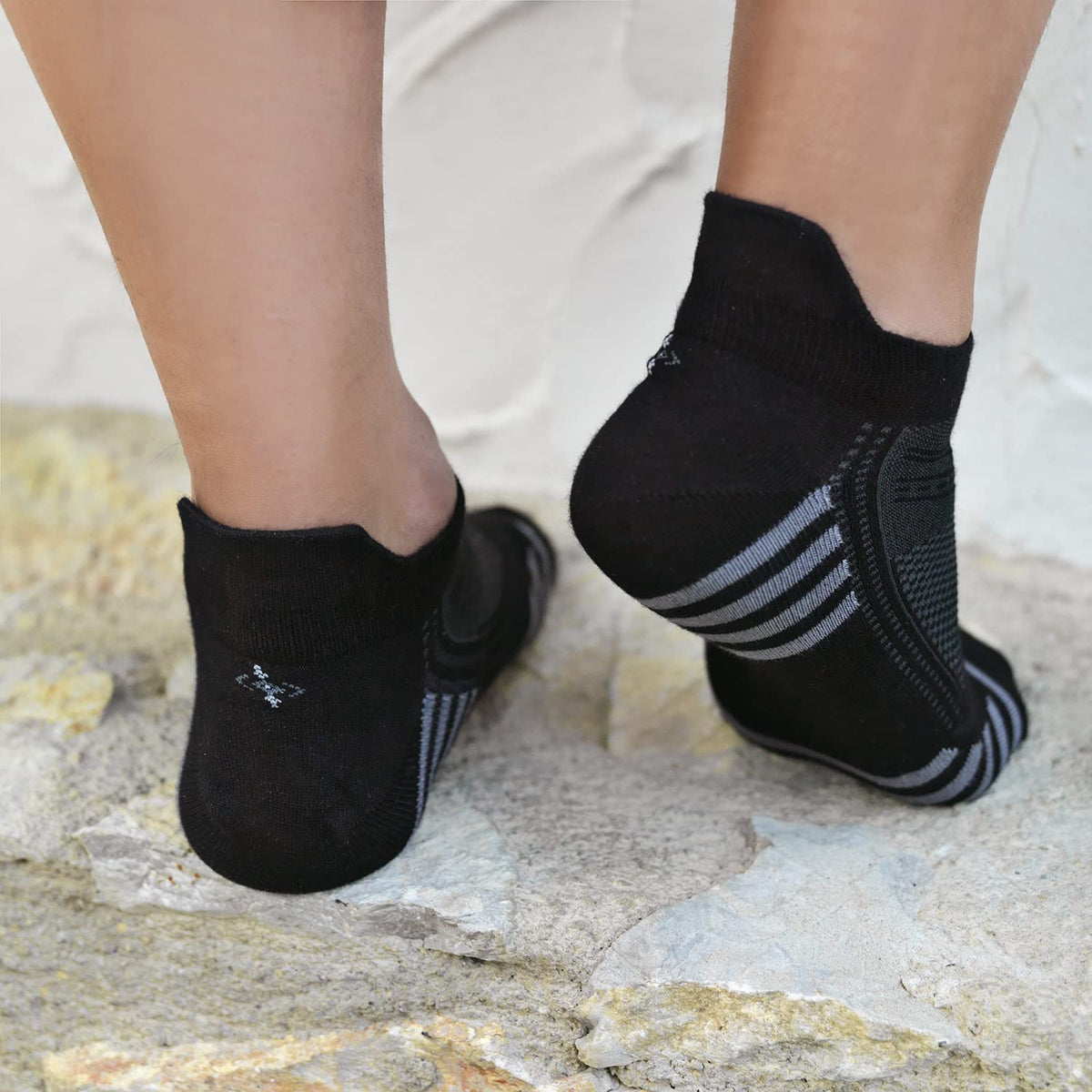 Men's Bamboo Rayon Striped Ankle Socks 6 Pairs Y2607