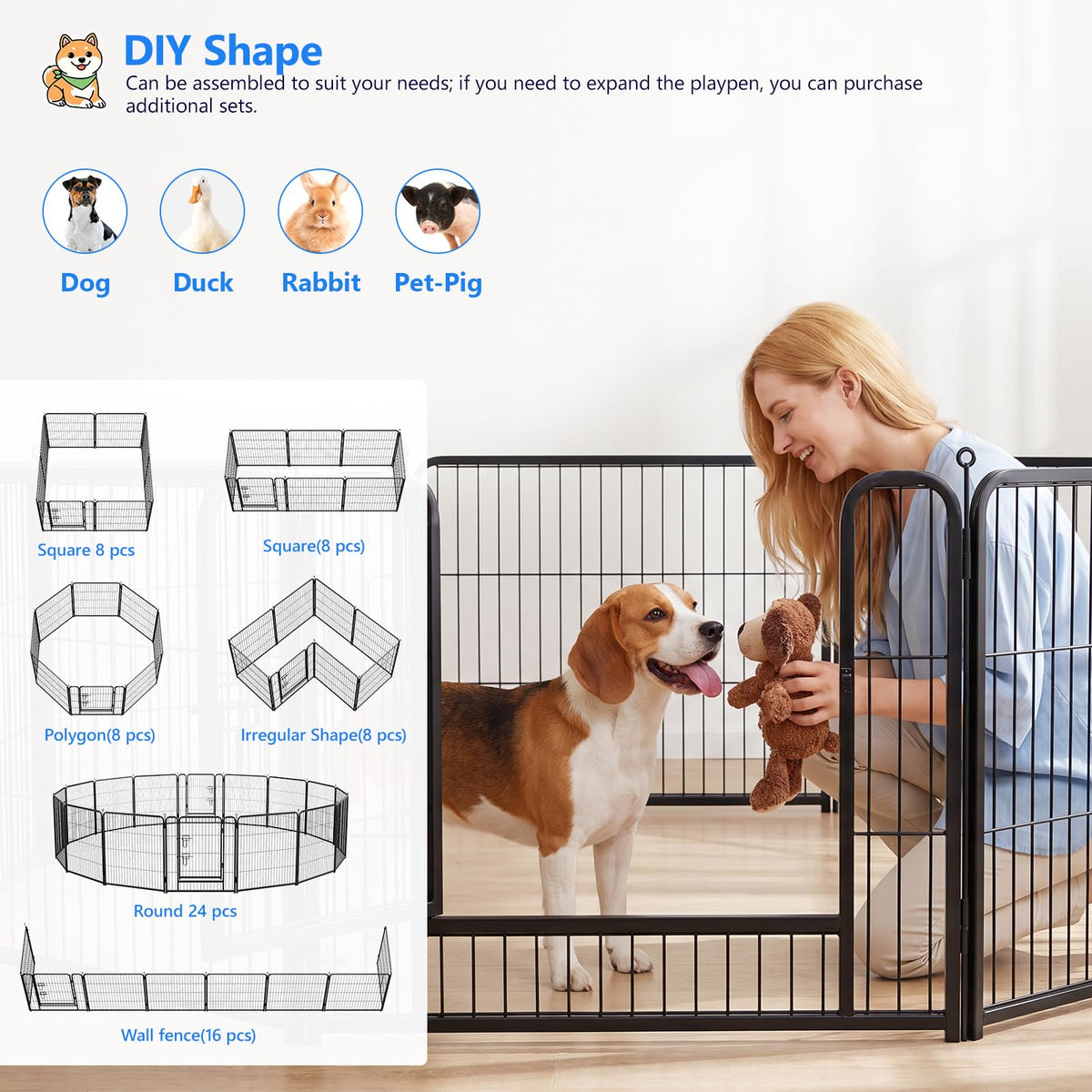 32 Inch 16 Panels Foldable Dog Playpen U407