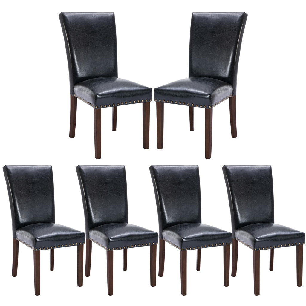 Black PU Leather Upholstered Dining Chairs Set of 6 H830528