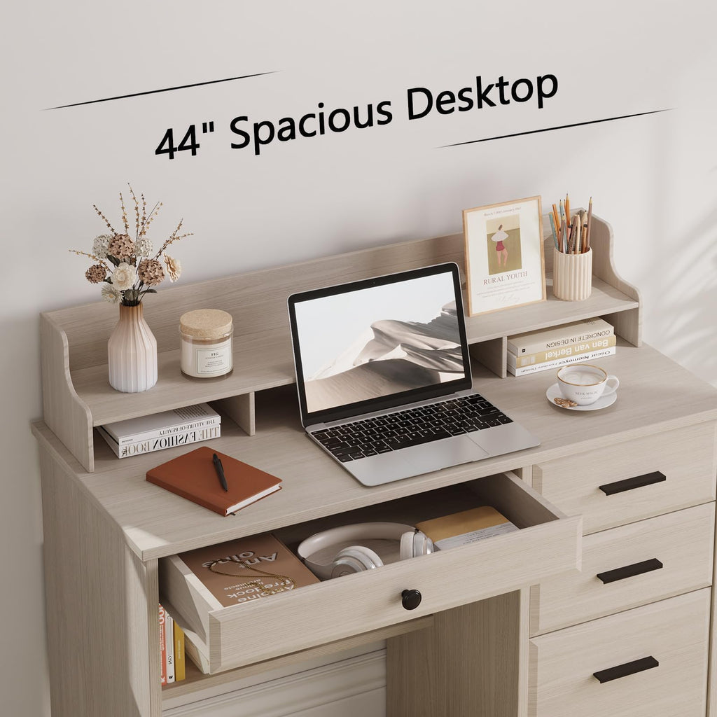 Small Wood Desk with Drawers and File Cabinet X4299