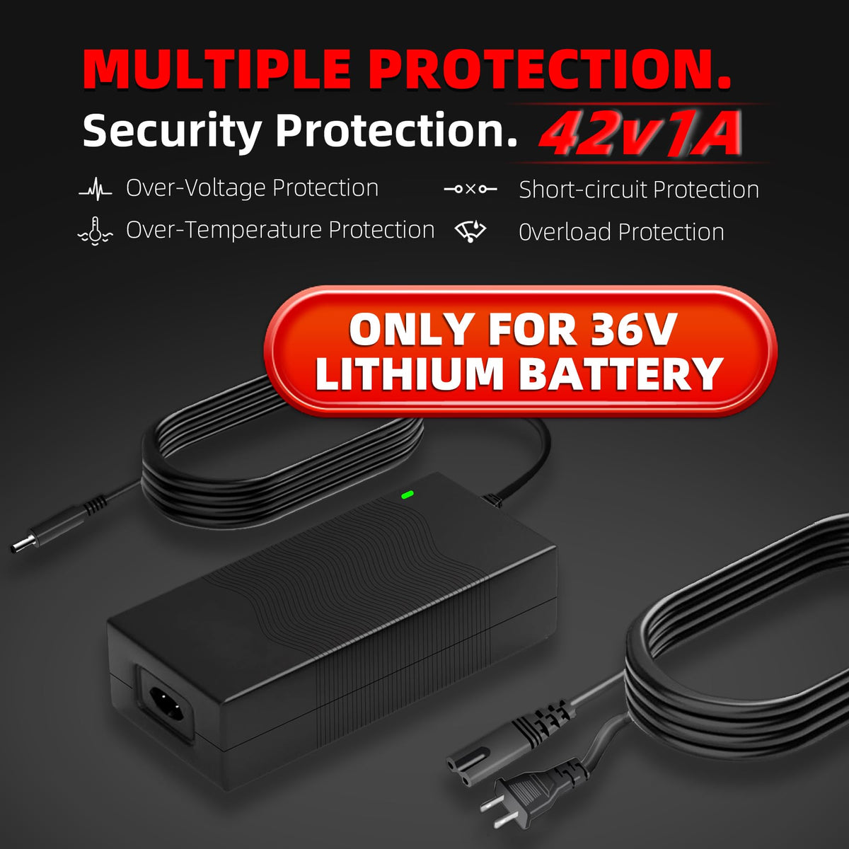 42V 1A Electric Scooter Charger with 4 Plugs Z7213