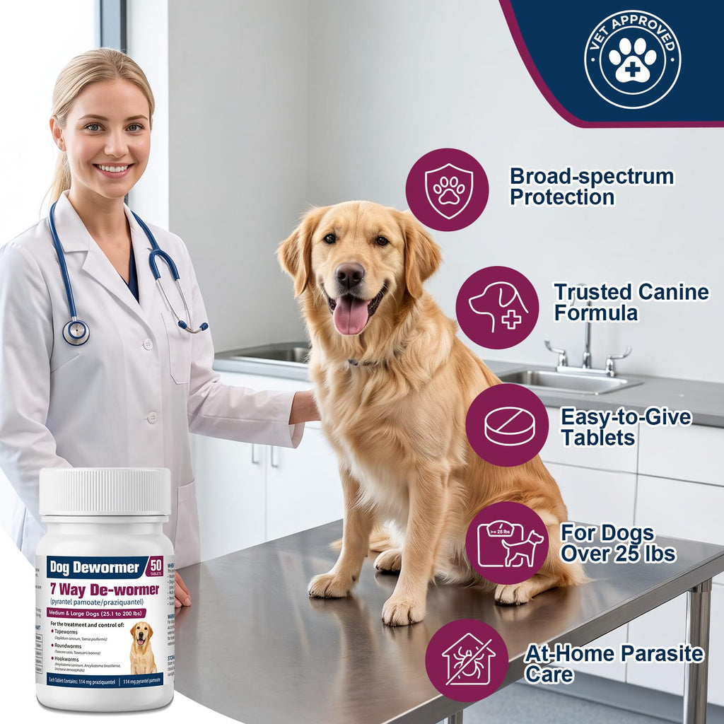 7-Way Dewormer for Large Dogs & Puppies, 50 Tablets Y424