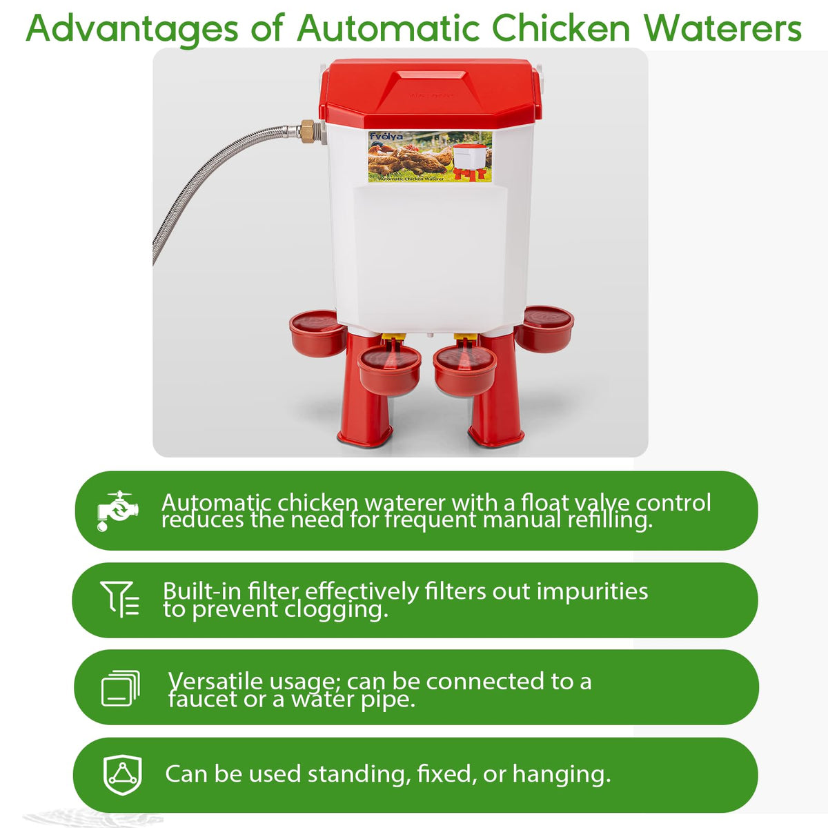 Automatic Chicken Waterer with Four Water Cups U2565