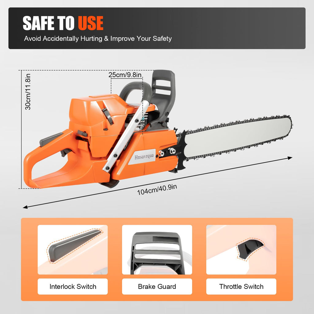Gas Powered Chainsaw, 72cc 2-Cycle Engine, 24'' Handheld M6096