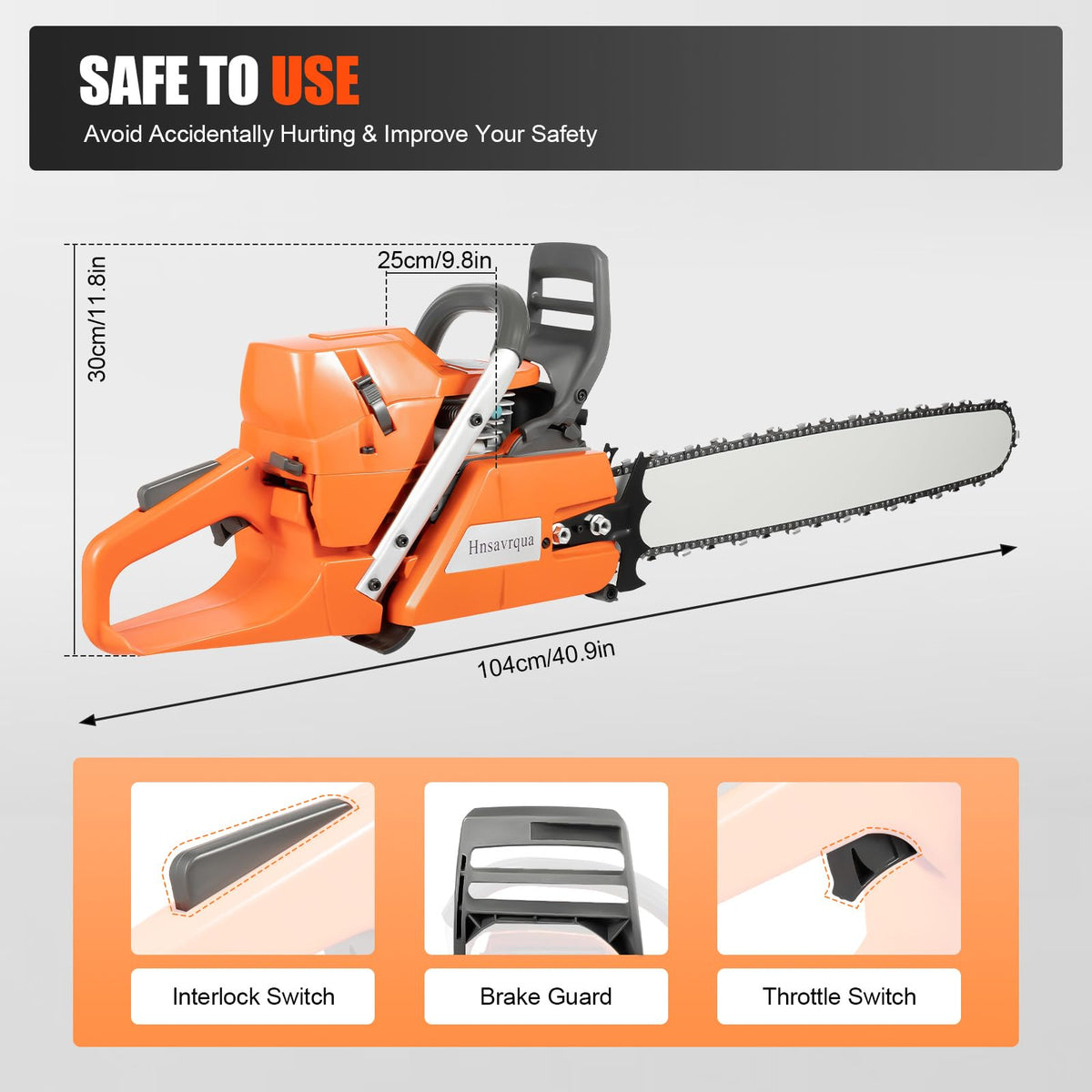 Gas Powered Chainsaw, 72cc 2-Cycle Engine, 24'' Handheld M6096