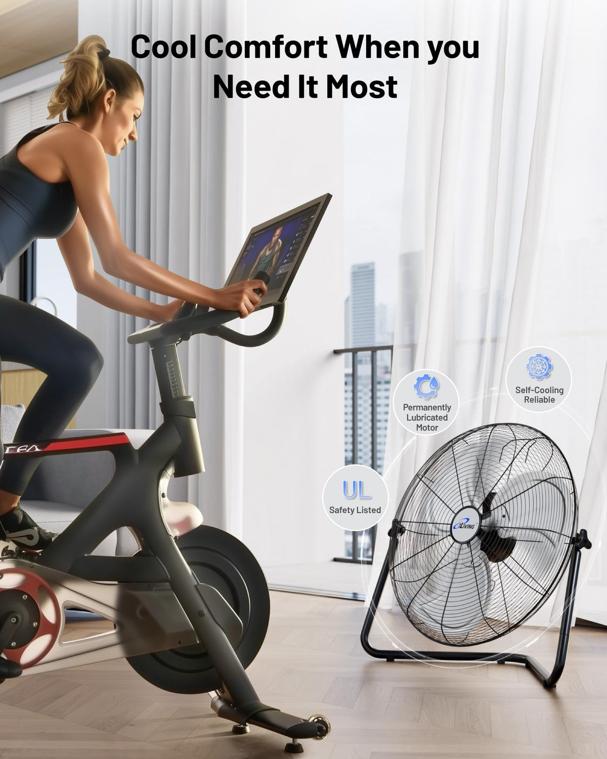 20 Inch Heavy Duty Floor & Wall Mount Fan, 3-Speed Black Q682069