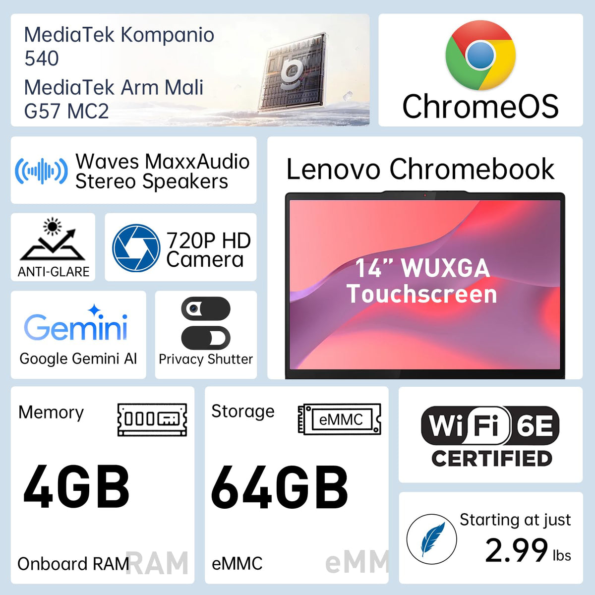 14" WUXGA Touchscreen Chromebook V65091