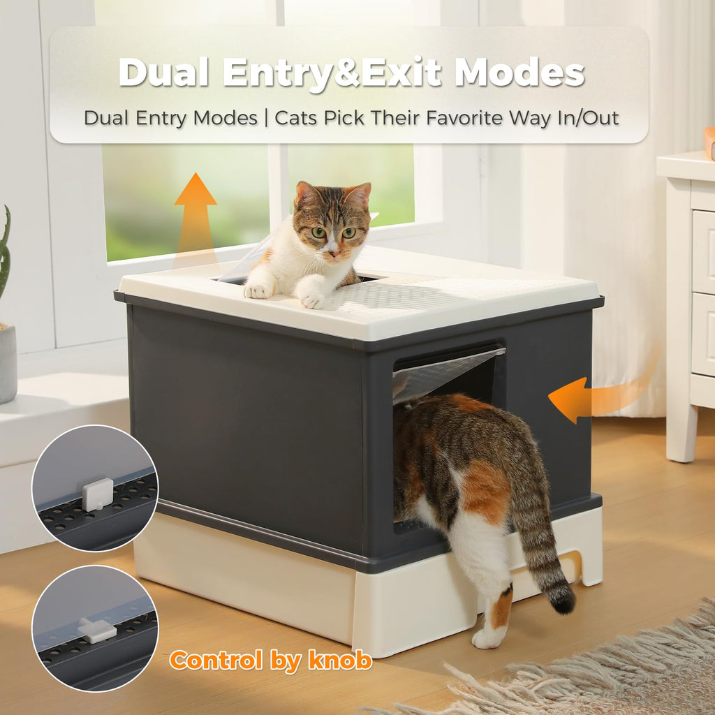 Large Enclosed Drawer Cat Litter Box with Dual Entry T8114