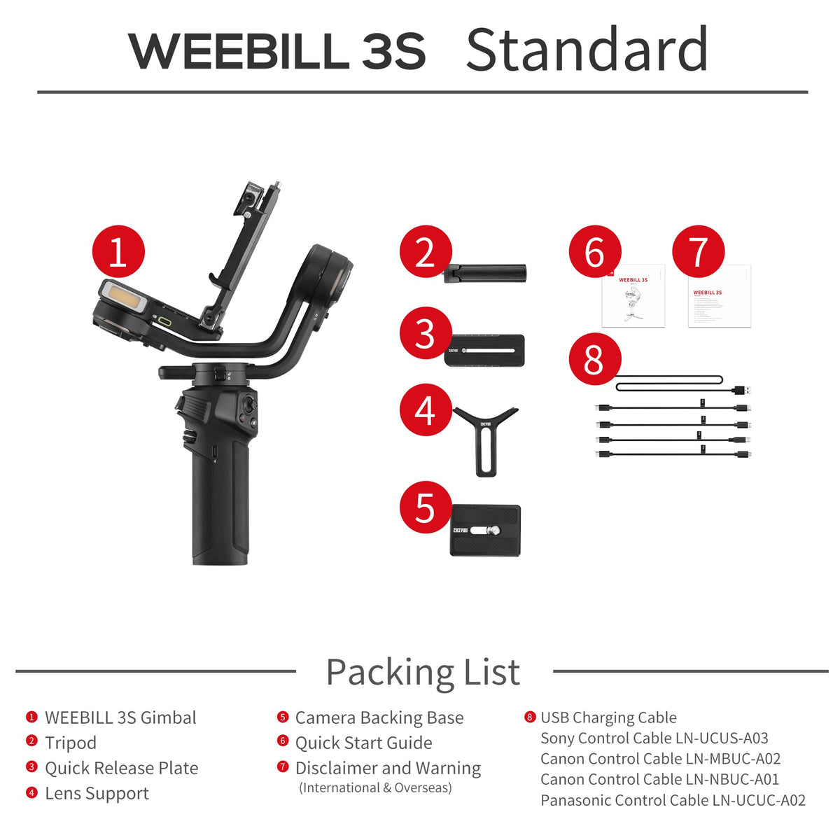 3KG Payload Gimbal Stabilizer with Fill Light H755348