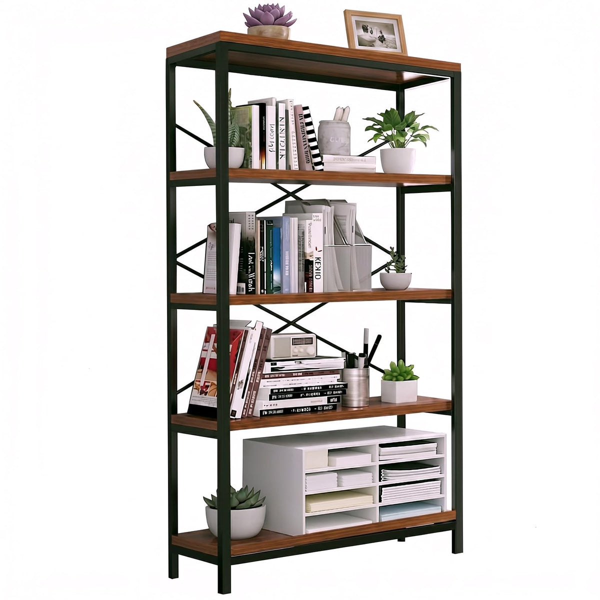 5 Tier Heavy Duty Freestanding Bookcase J337