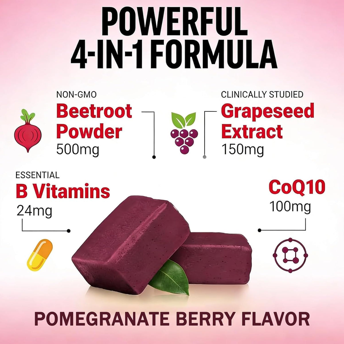 Beet Root Chews, Pomegranate Berry Flavor, 60 Chews R1493