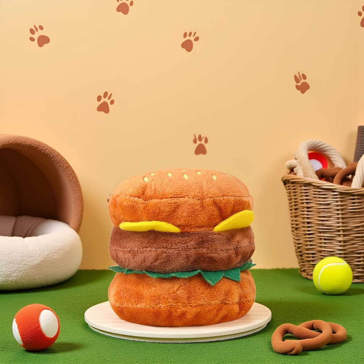 Hamburger Shape Dog Squeaky Toy C6280