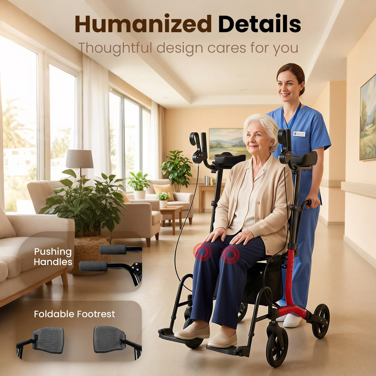 Foldable Lightweight Upright Walker with Seat Armrest Pedal M117164