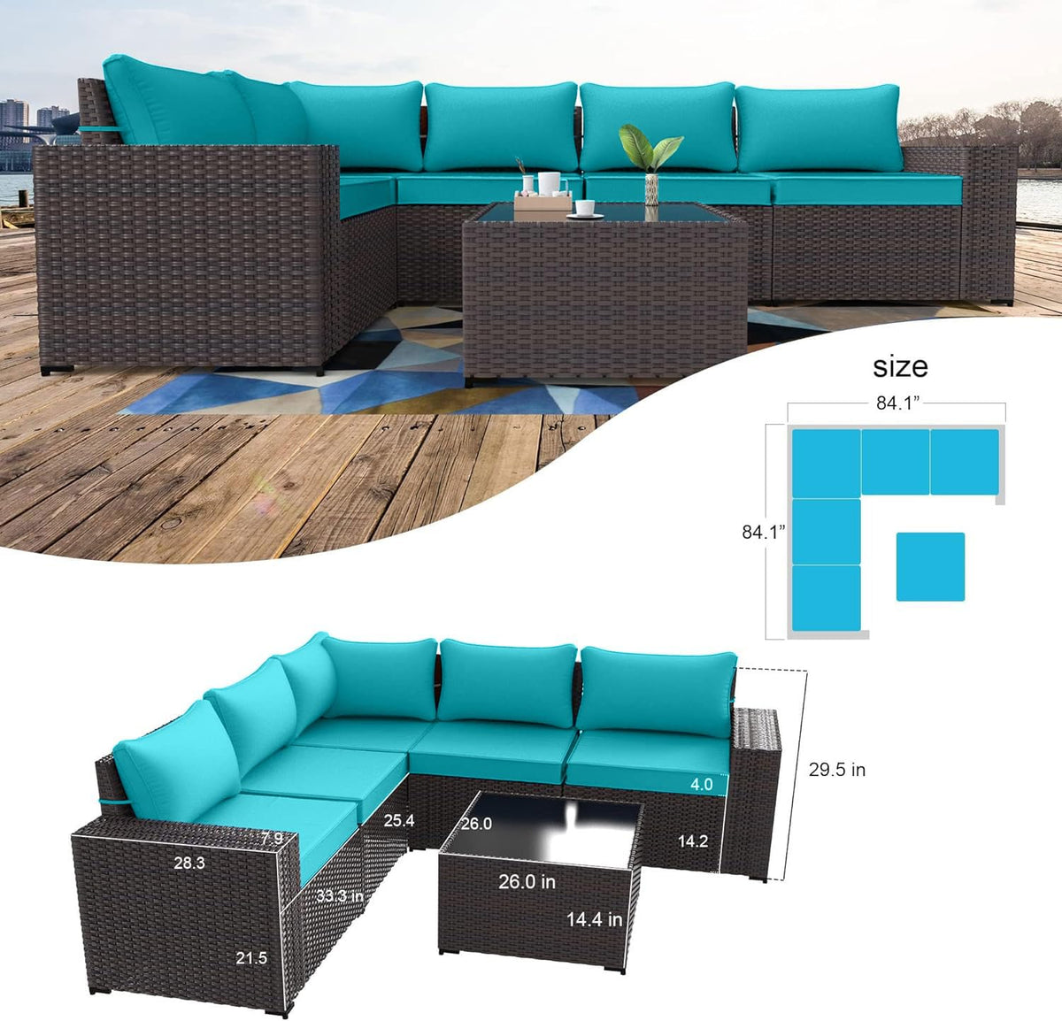 12PCS PE Wicker Rattan Sectional Sofa H55493