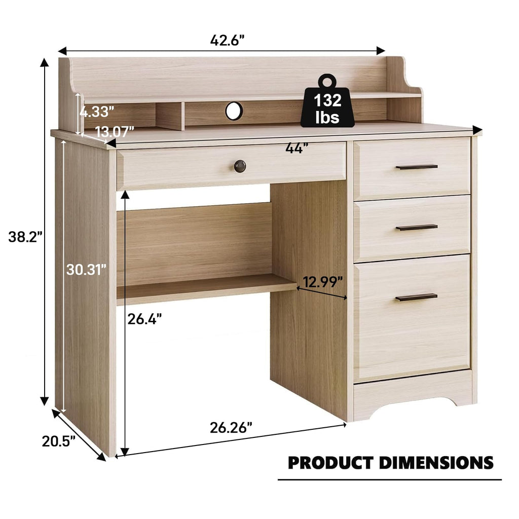 Small Wood Desk with Drawers and File Cabinet X4299
