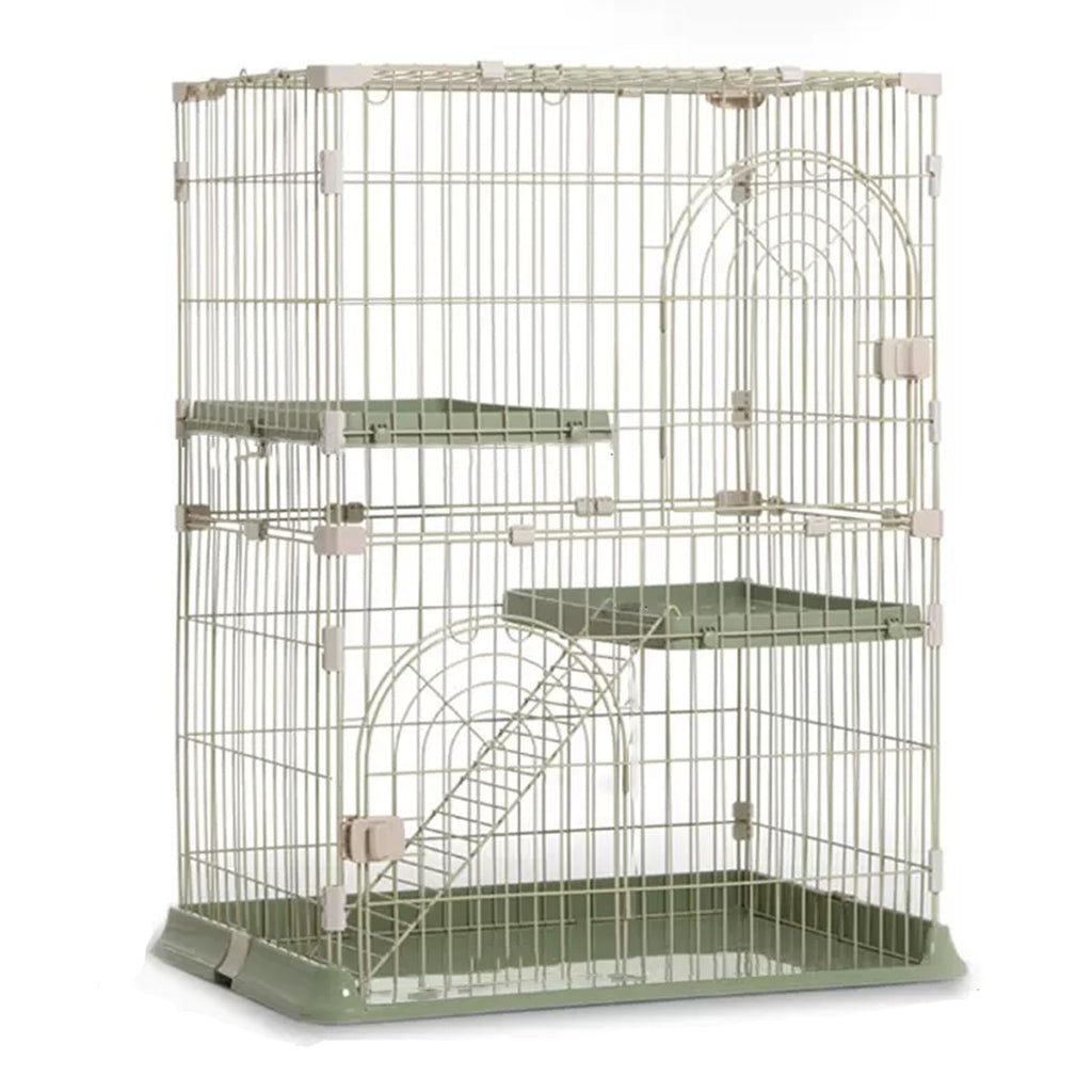 3/4-Tier Wire Cat Cage Playpen Kennel with Hammock and 3 Platforms R458