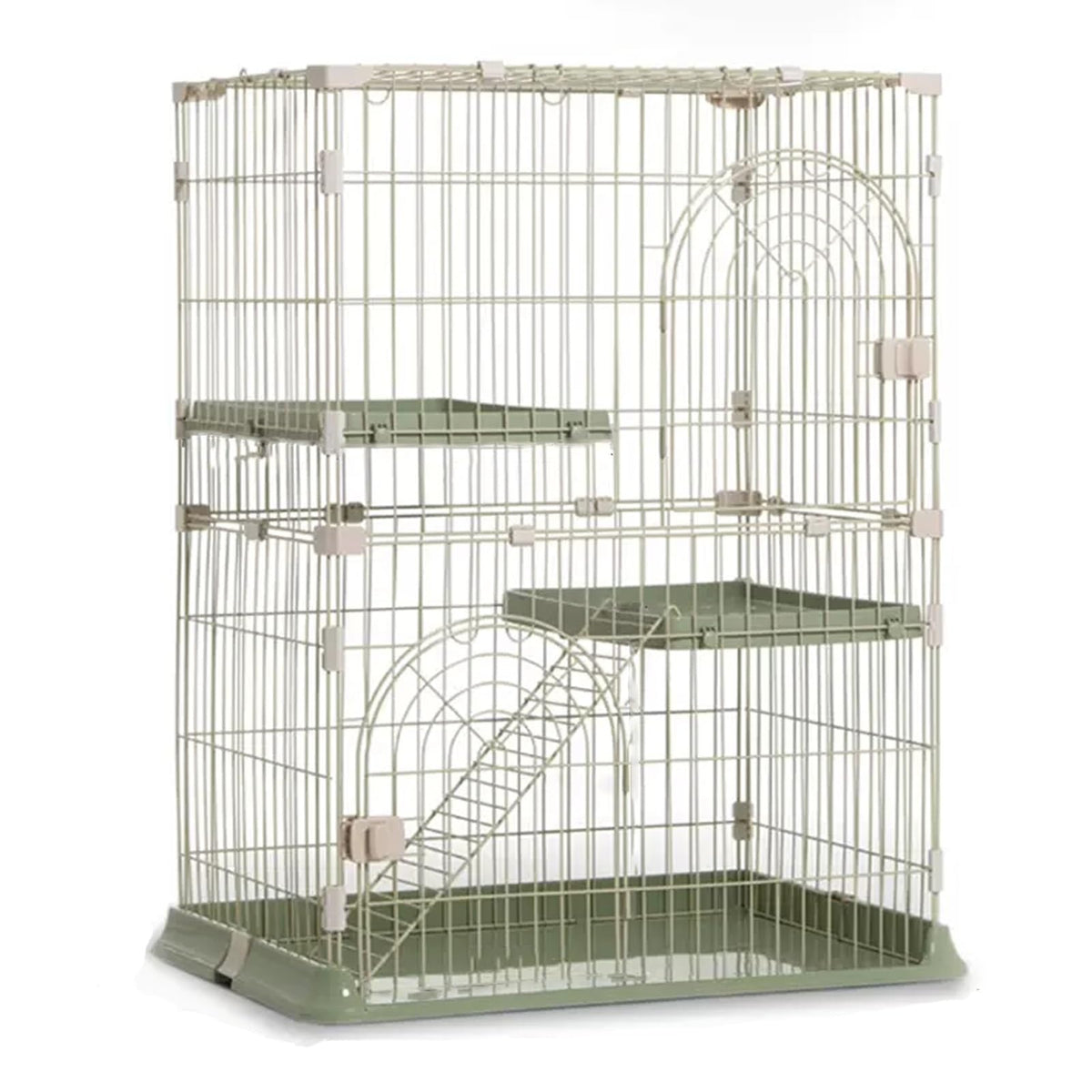 3/4-Tier Wire Cat Cage Playpen Kennel with Hammock and 3 Platforms R458