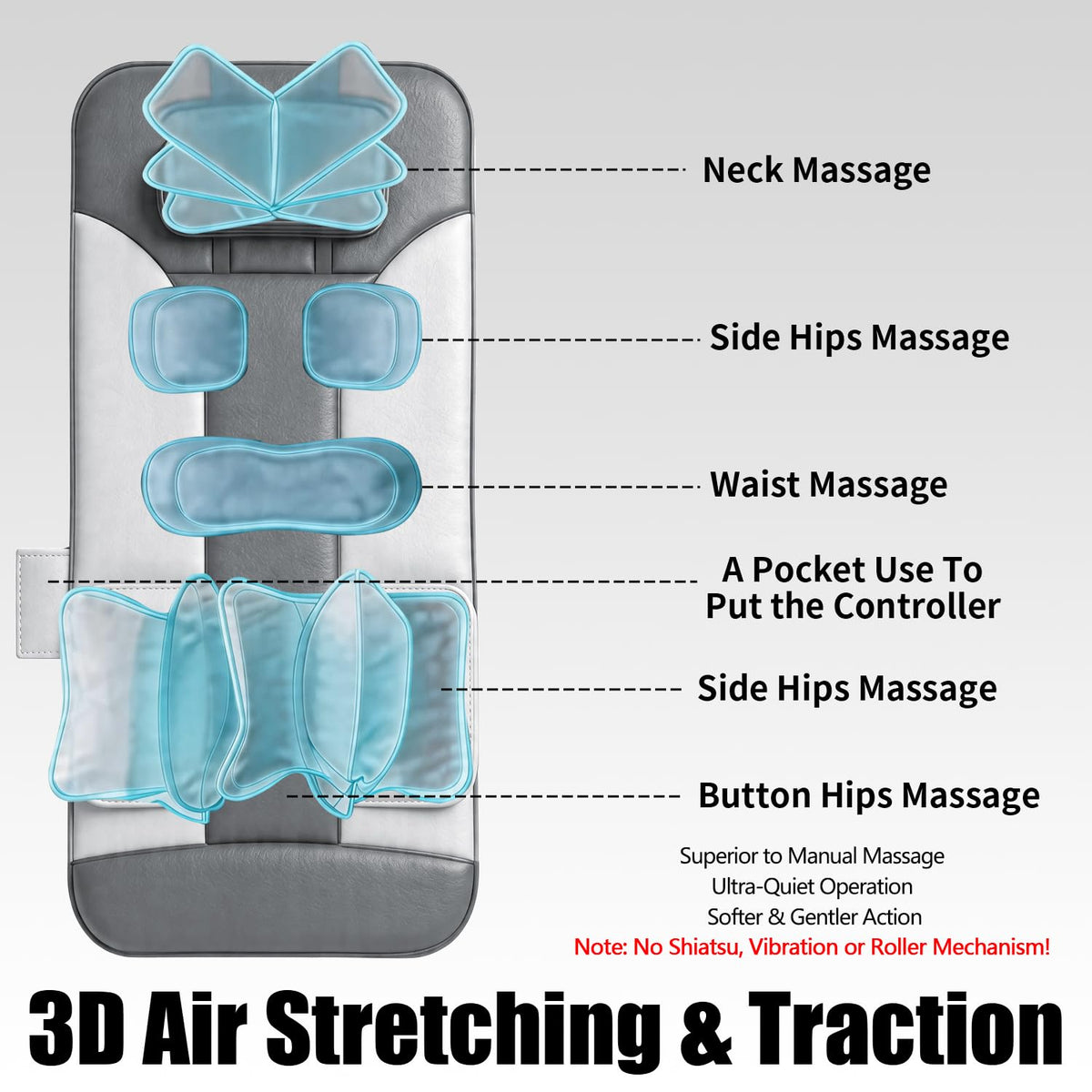 Foldable Full Body Stretching Massage Mat with Airbags D75691