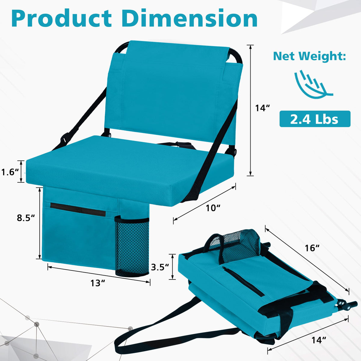 2 Pack Bleacher Seat with Back Support, Shoulder Strap & Cup Holder M73796