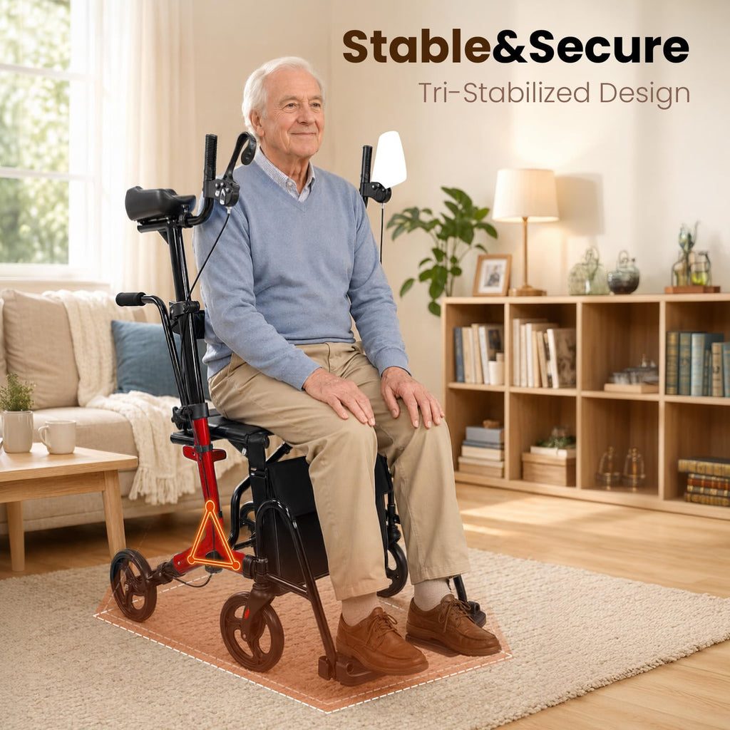 Foldable Lightweight Upright Walker with Seat Armrest Pedal M117164